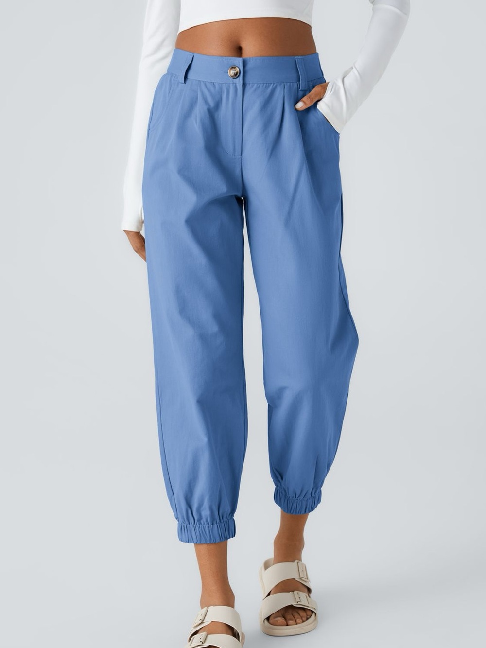 NWOT Halara Blue Mid Rise Casual Joggers With Pockets Size S